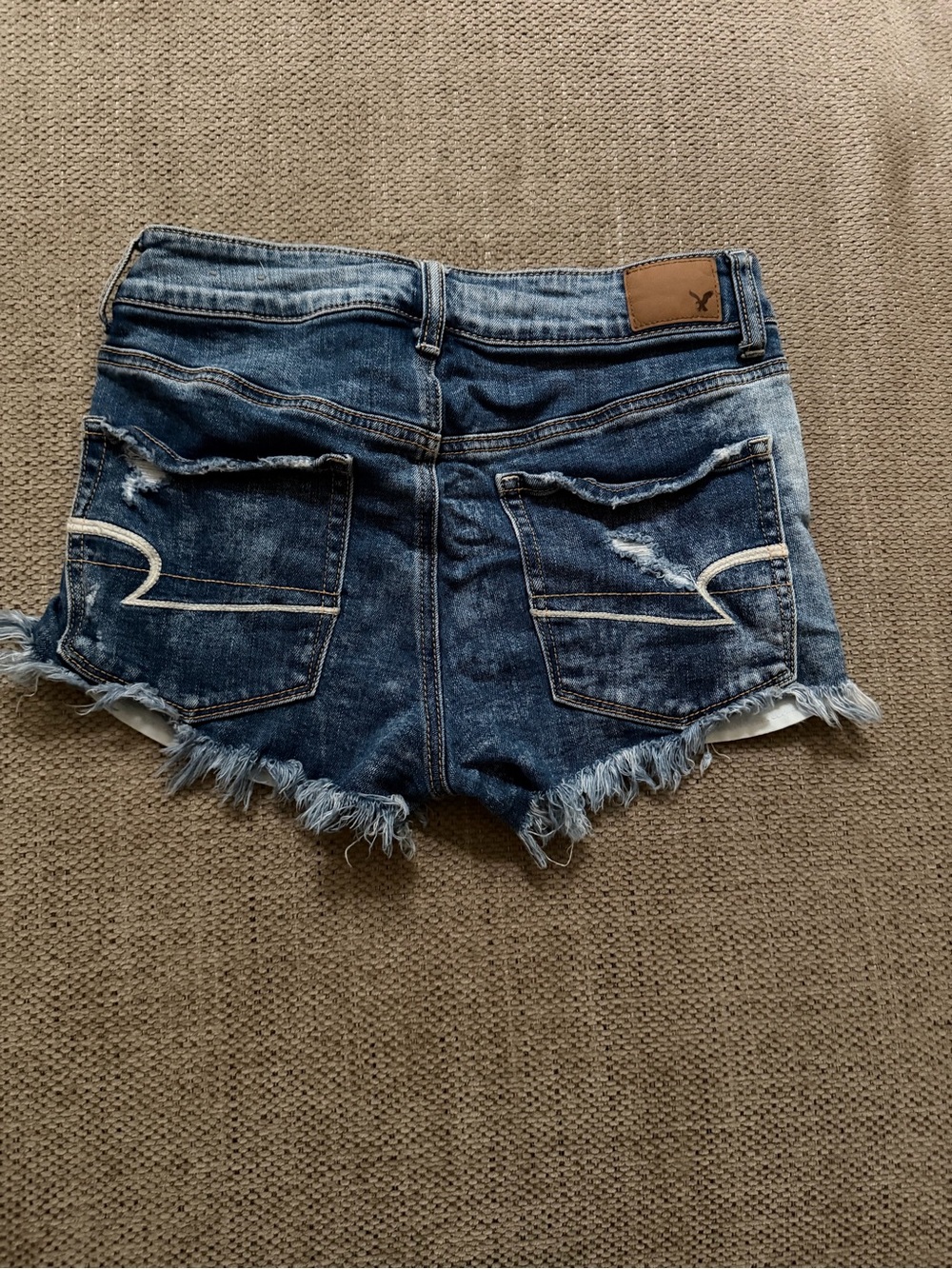 American Eagle Outfitters Distressed Dark Blue Denim Cutoff Shorts - Picture 2 of 5